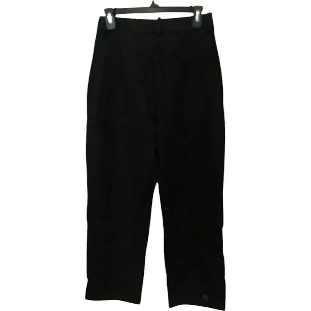 Zara Women Dress Pants Size S Black Wide Leg Linen Blend Flat Front 8017/369 NWT